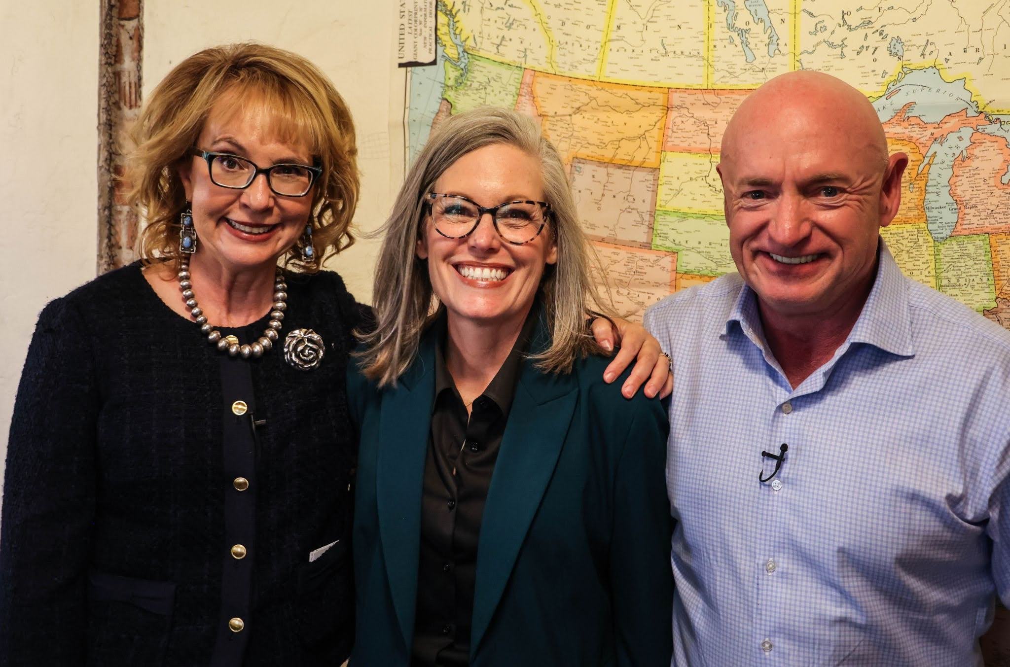 (L-R) Gabby Giffords, Katie Hobbs, Mark Kelly