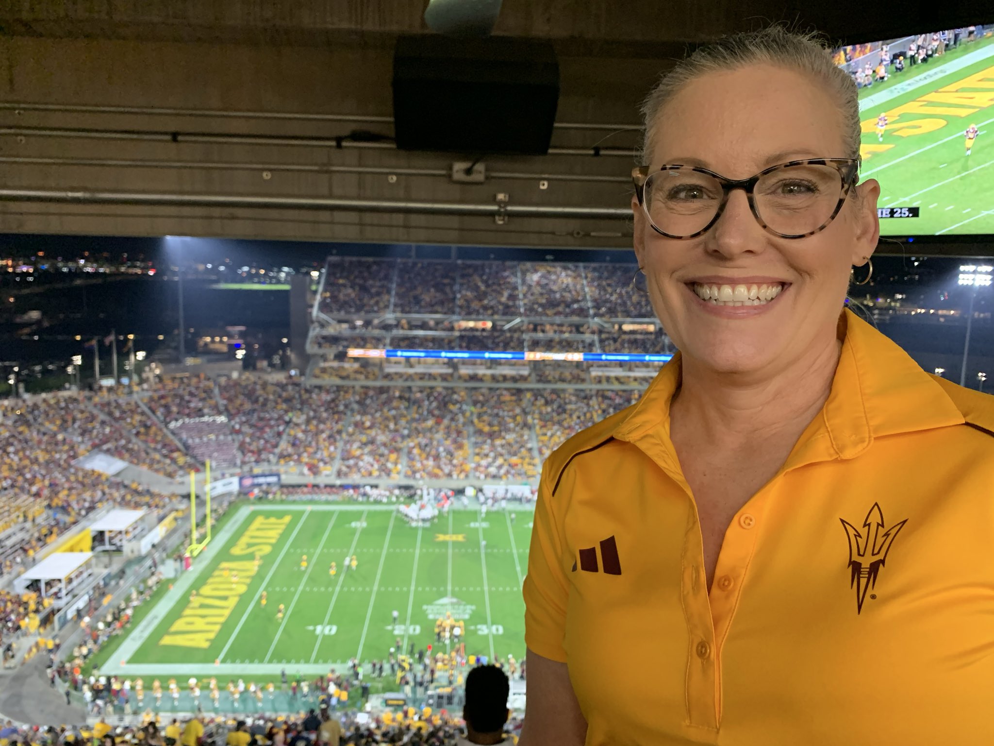Katie Hobbs at the Arizona State University football stadium